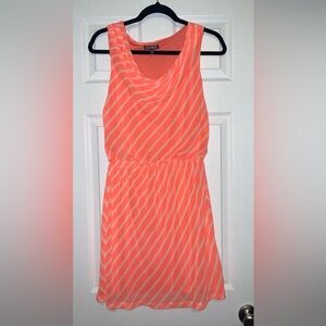 Express Coral and White Striped Top